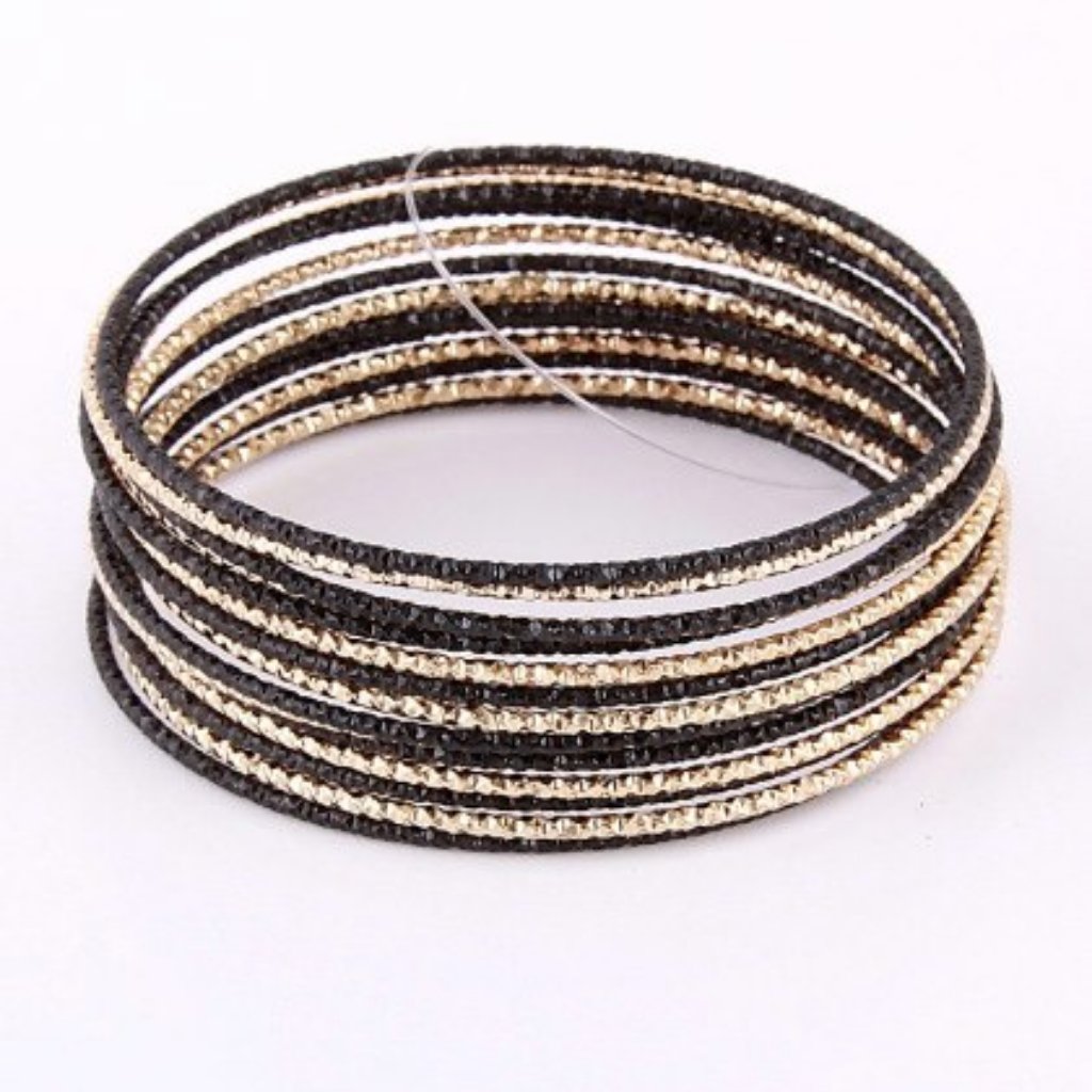Mia Collection Bracelet Sets 15 Pieces Black&Gold